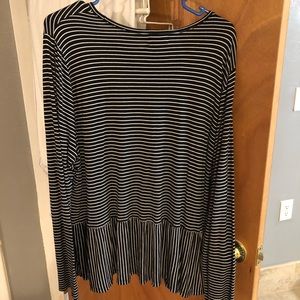 Navy and white stripe peplum